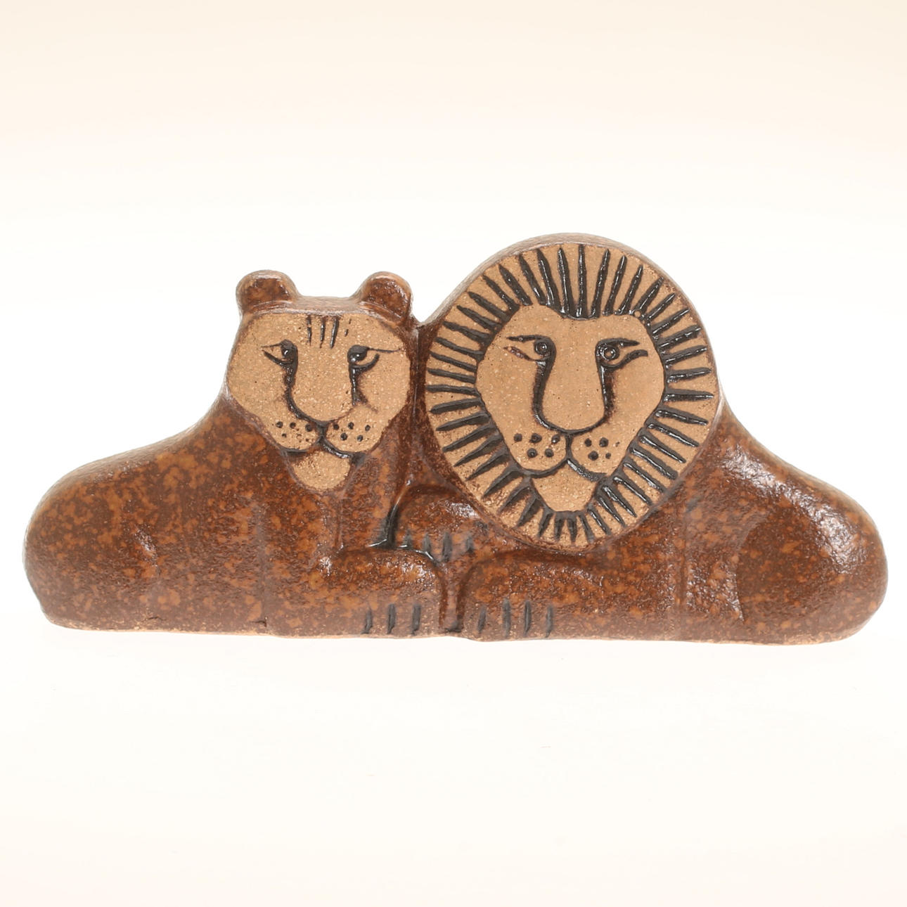 LISA LARSON. Figur, Steinzeug, "Löwenpaar", Gustavsberg.