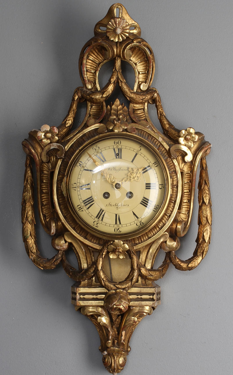 VÄGGPENDYL, gustaviansk stil, W Staflund Stockholm. 1900-tal.