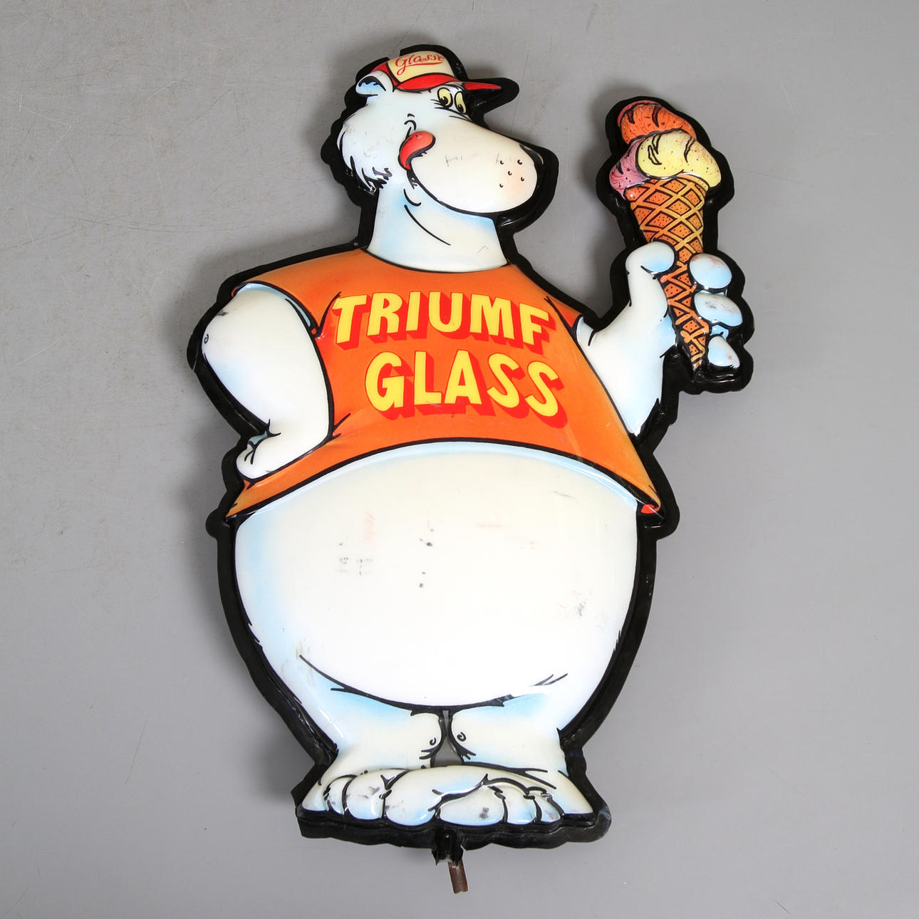 REKLAMSKYLT, plast, Triumf Glass, 1970-tal.