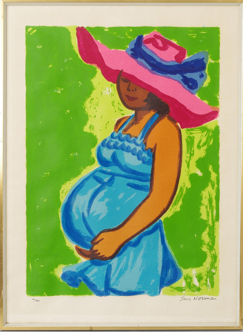 LARS NORRMAN. "Det blir ett sommarbarn" ur serien Kvinnor,kvinnor, serigrafi, signerad.