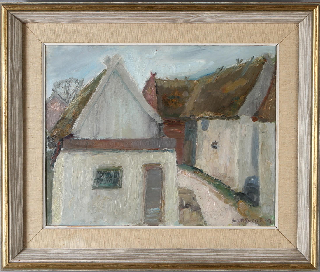 SVEN SVENSSON. Bymotiv, olja på duk, signerad.