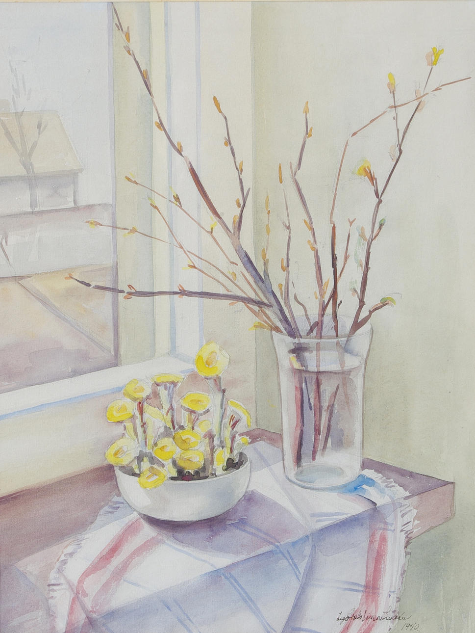 INGA-GRETA NILSSON-LINDEN. Stilleben med blommor, akvarell, signerad 1940.