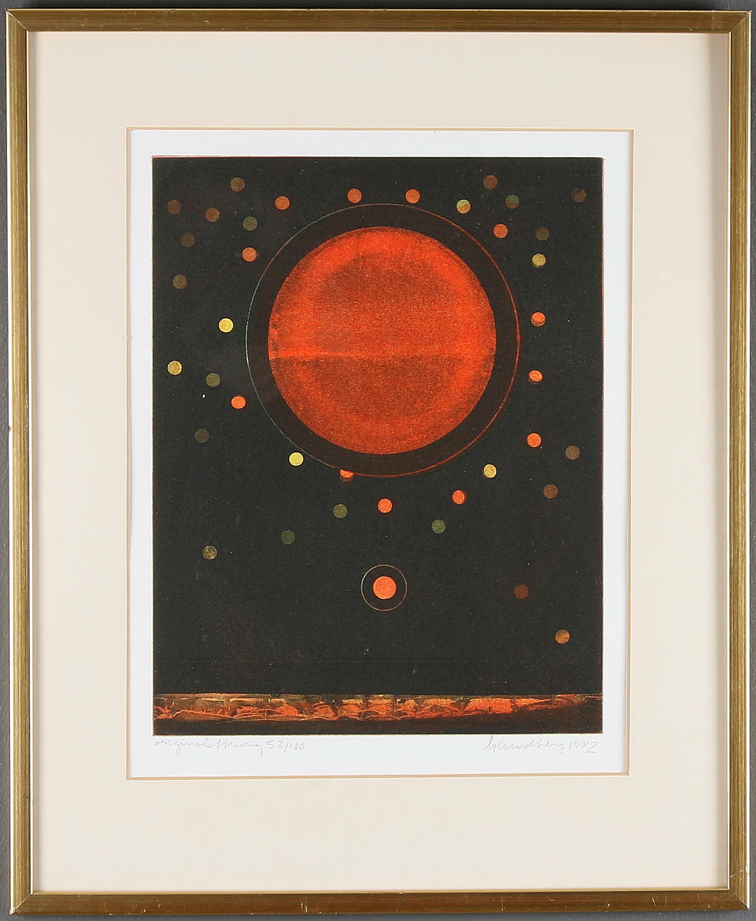 OIDENTIFIERAD KONSTNÄR. Etsning, signerad "L Lundberg" och daterad 52/100. 1982.