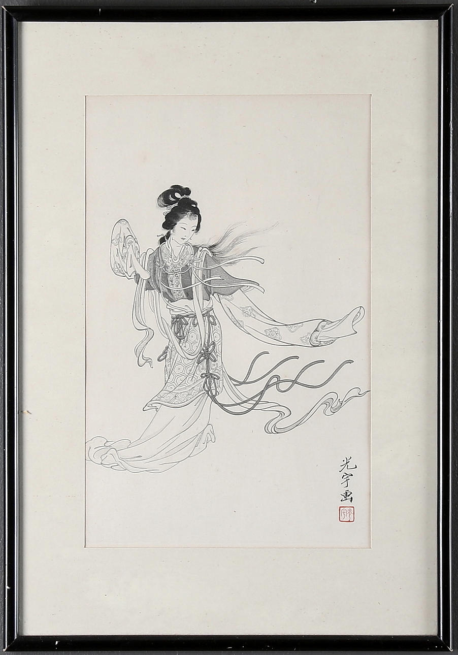 OIDENTIFIERAD KONSTNÄR. Akvarell, Kina.