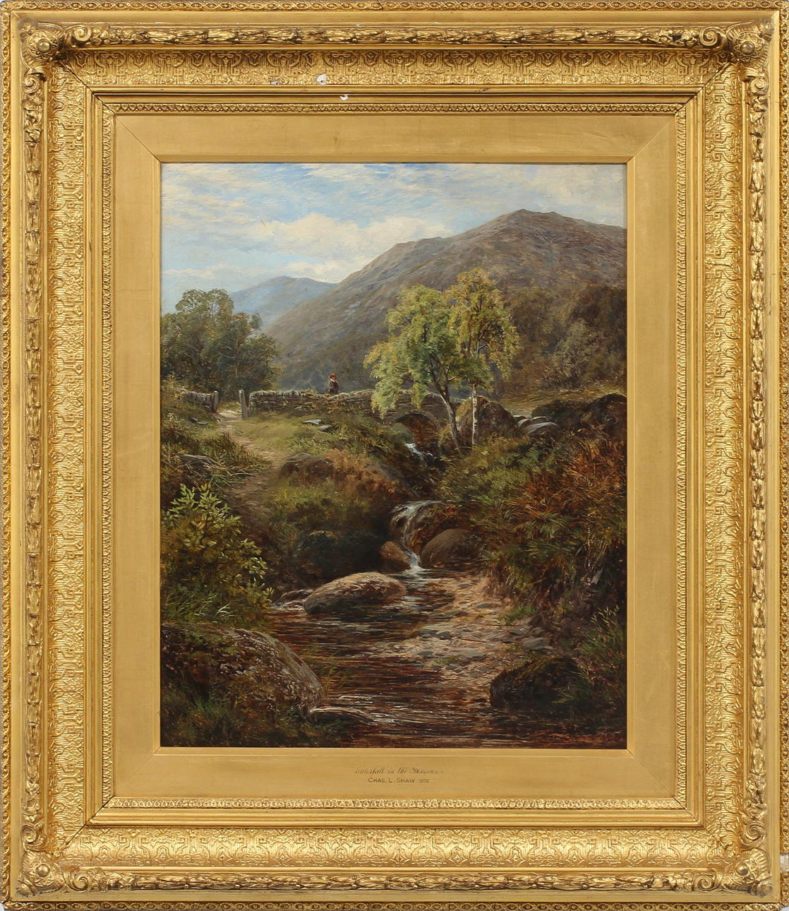 CHARLES L SHAW. Landskap med vattendrag, olja på duk, signerad och daterad 1879.