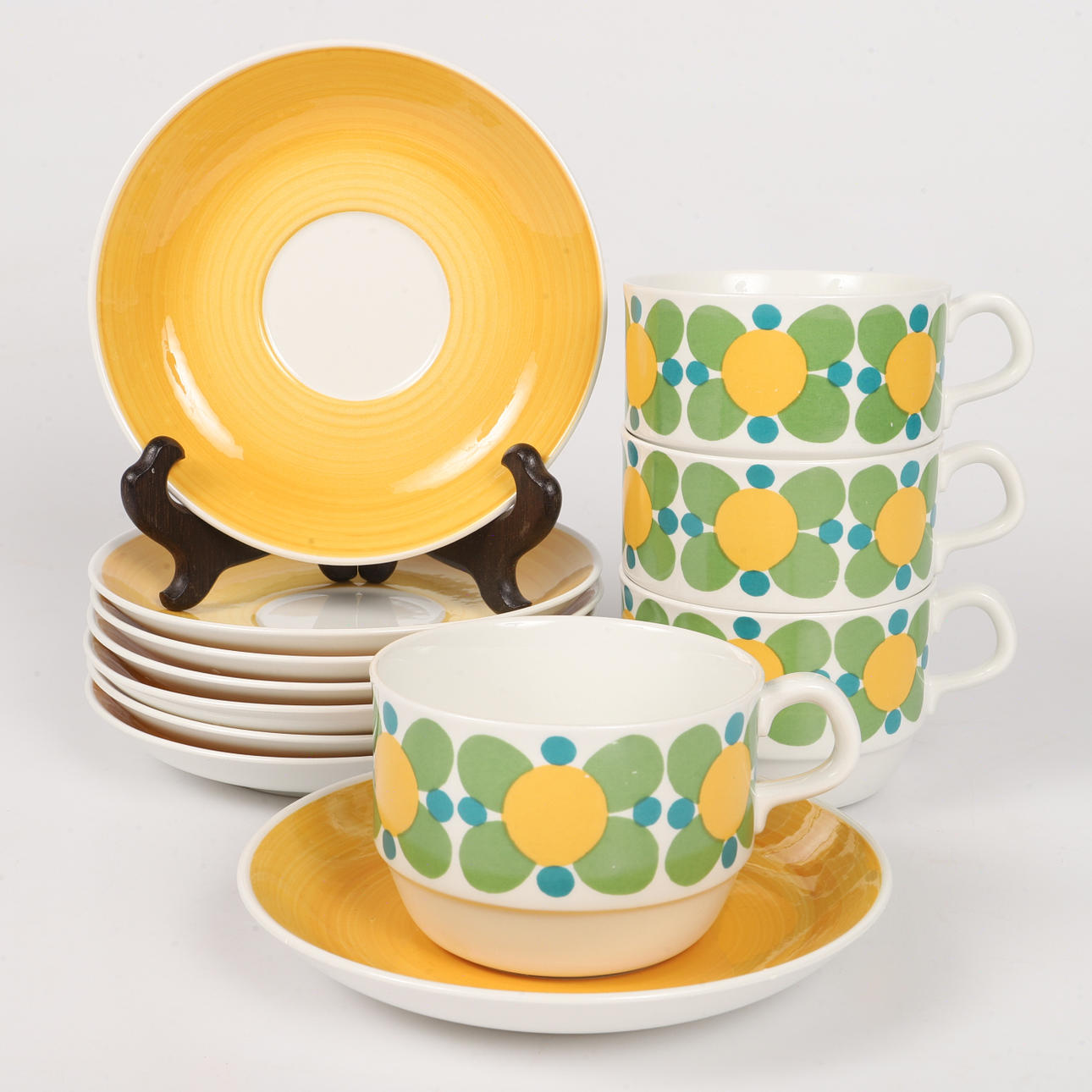 TEKOPPAR MED FAT, 12 delar, "Happy", Rörstrand.