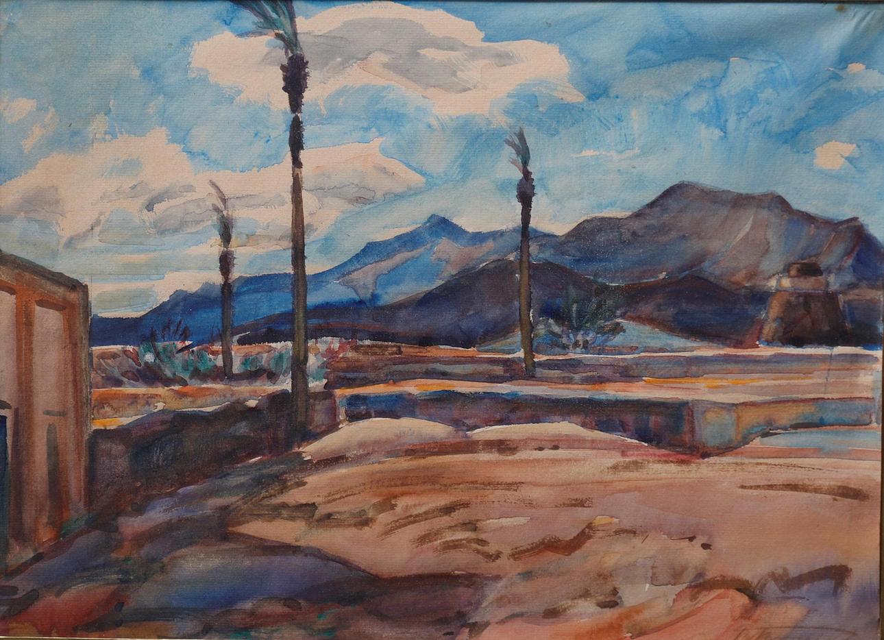 SPANISH SCHOOL, SECOND THIRD 20TH CENTURY. Landscape with palm trees.