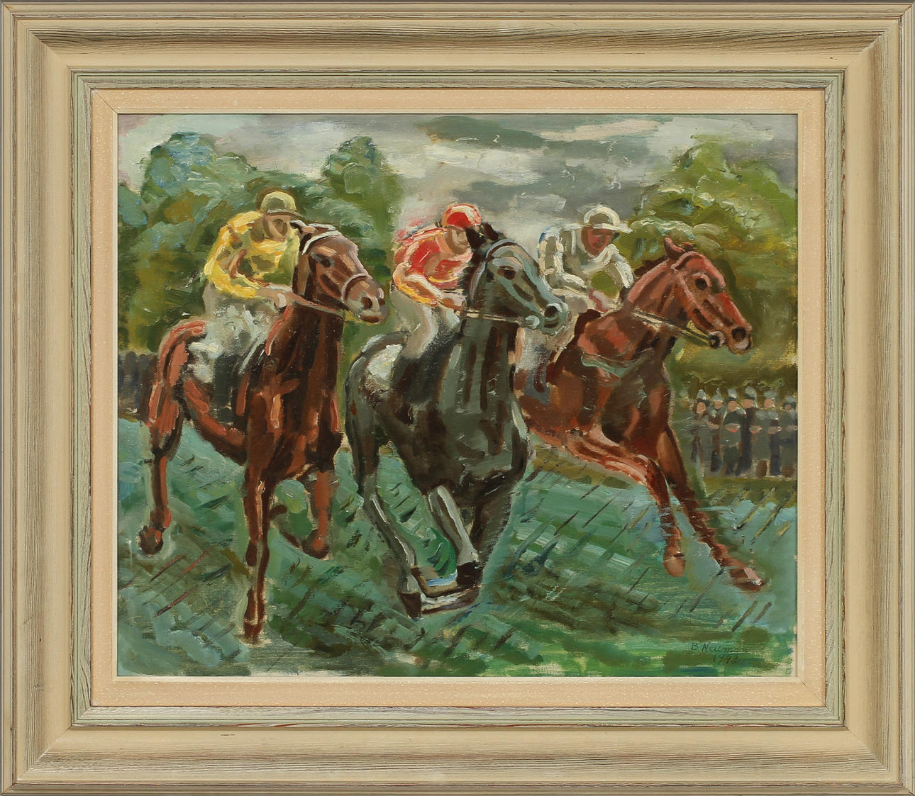 BERNARD NEUMAN. Hästar, olja på duk, sign och daterad 1942.