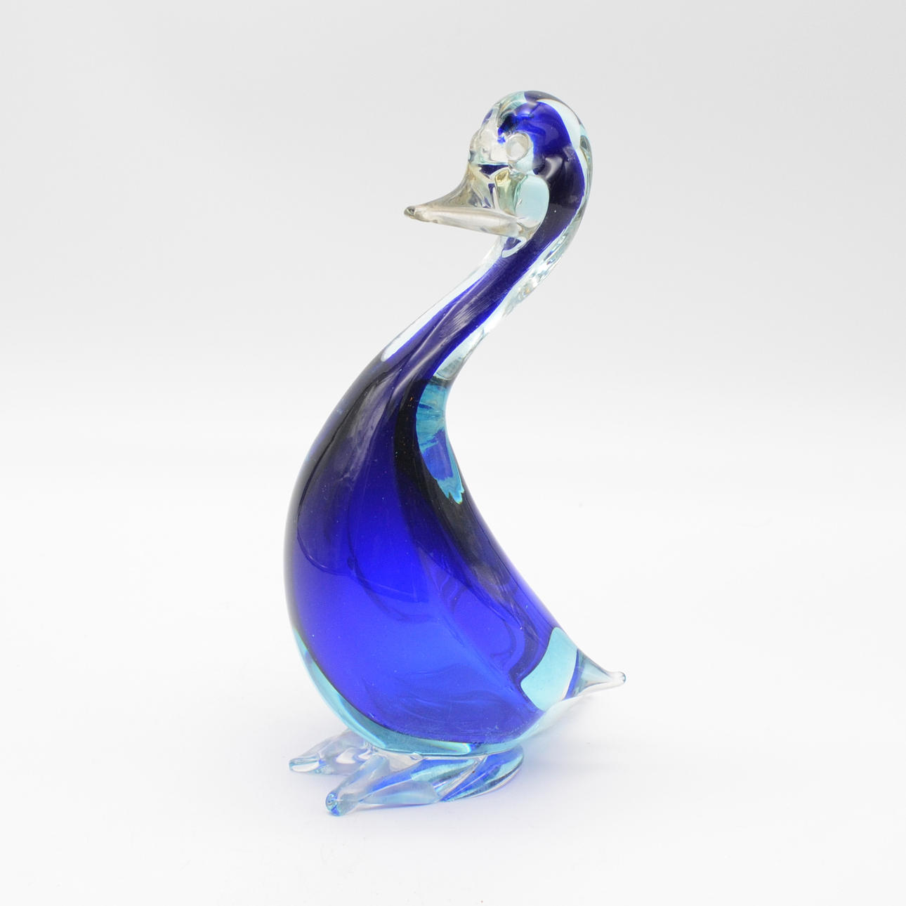 ARCHIMEDE SEGUSO. MURANO SOMMERSO GLASS DUCK - BLUE. Glass