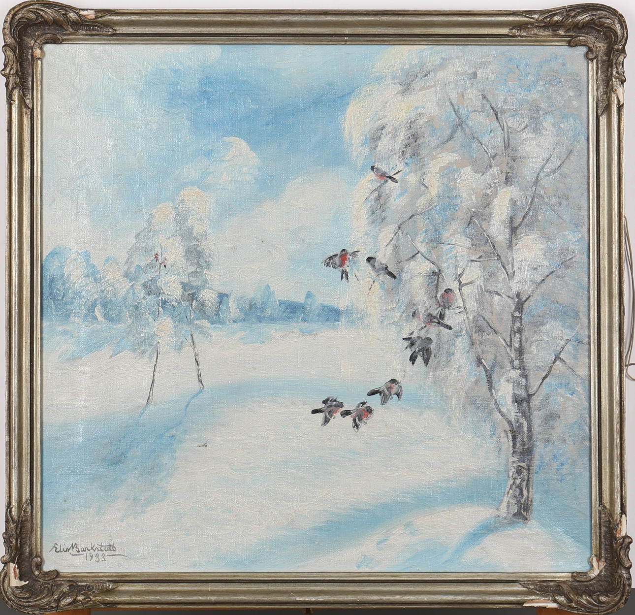 ELIS BARKSTEDT. Domherrar i vnterlandskap. Olja på duk. Signerad.