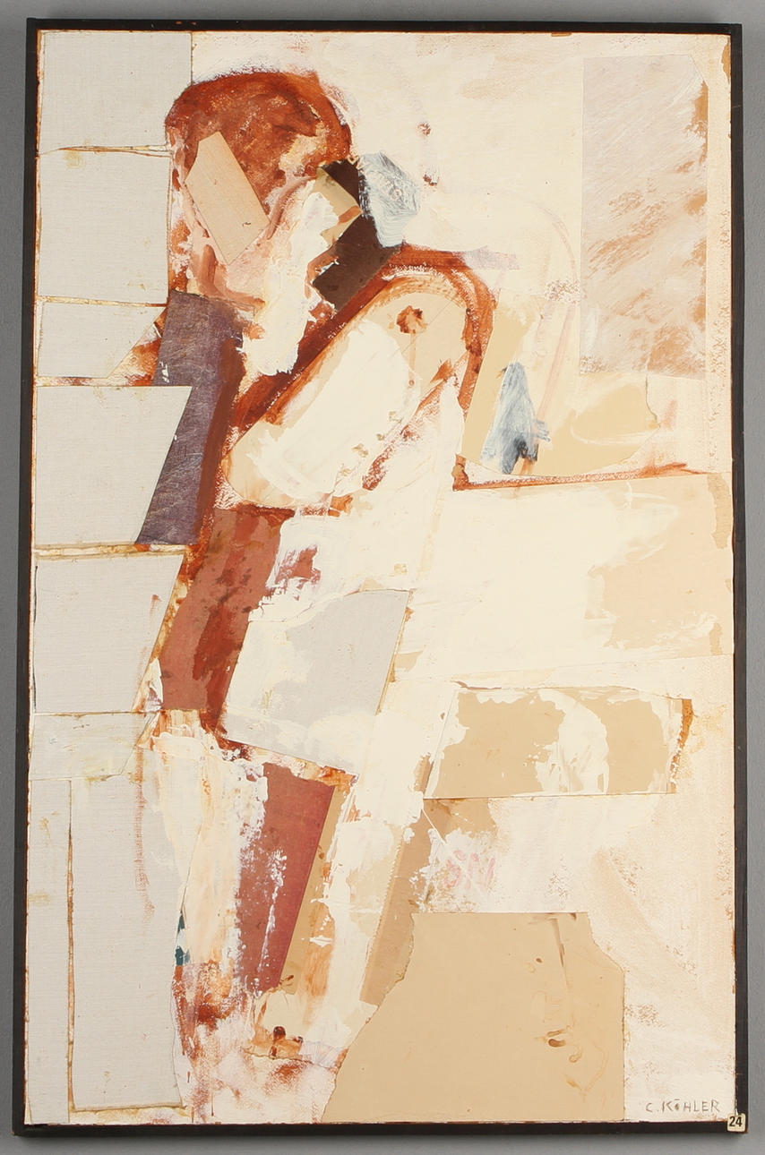 CARL KÖHLER. "Kropp", blandteknik på pannå, signerad.