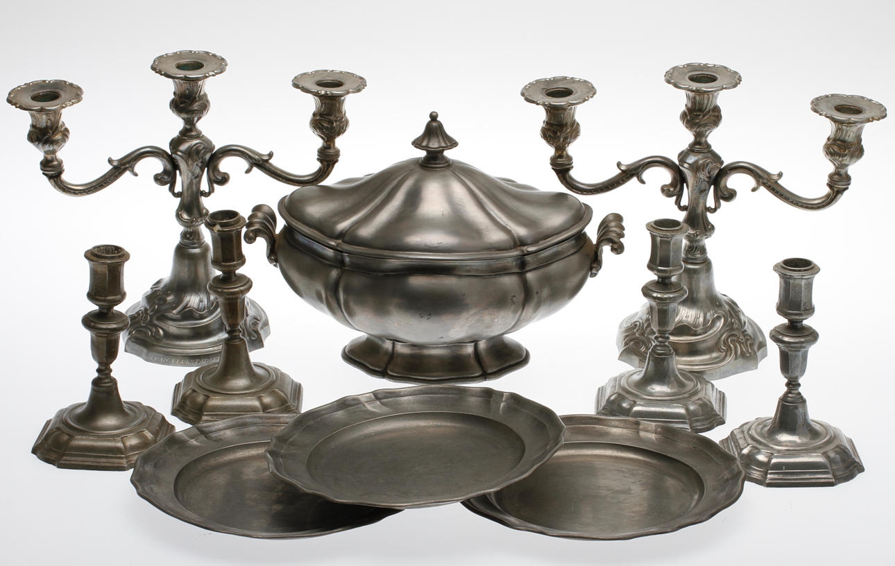 PARTI TENN, 10 delar, barock/rokoko stil, 1900-tal.