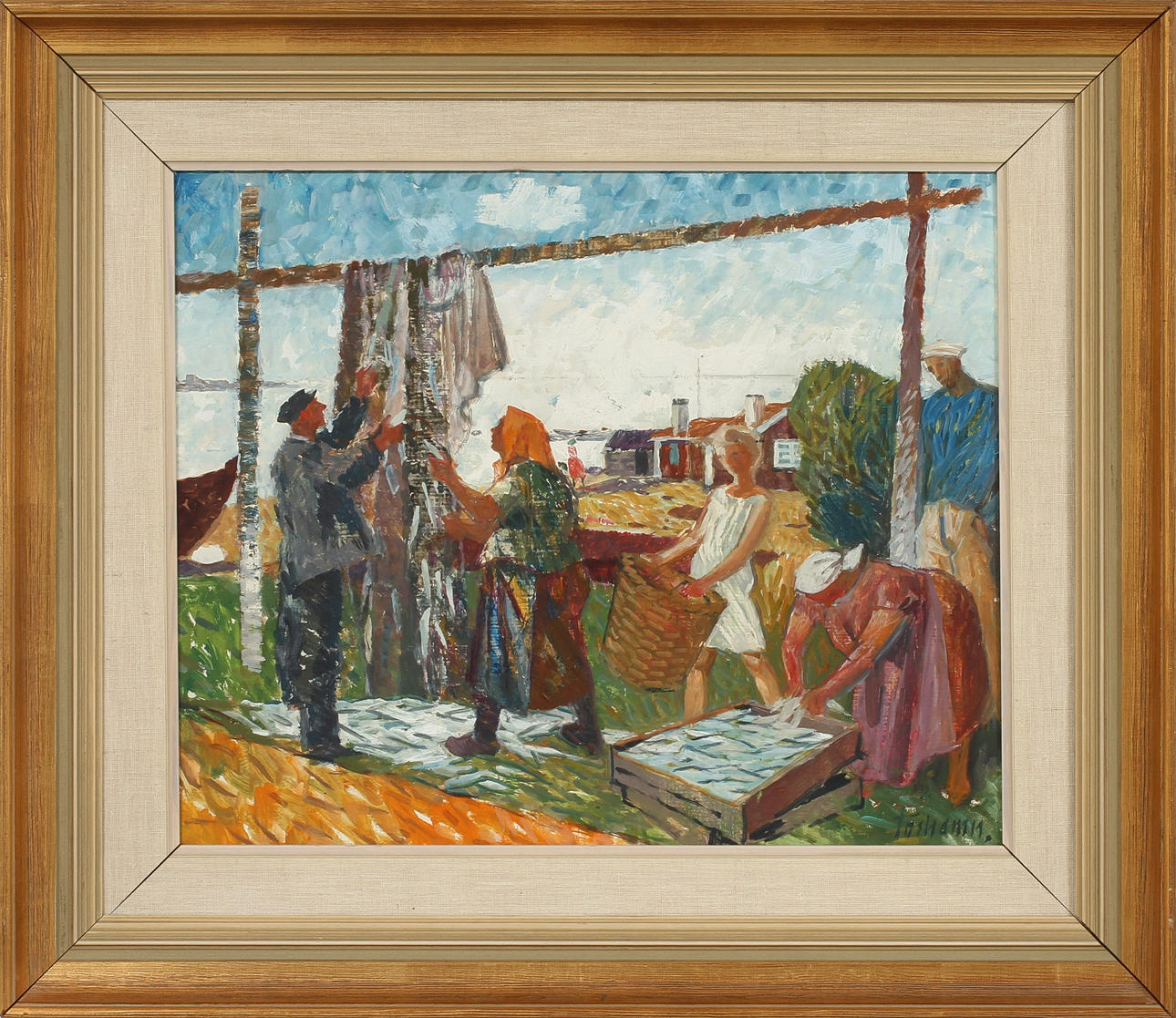 GUNNAR TORHAMN. Fiskare, Olja på pannå, sign.