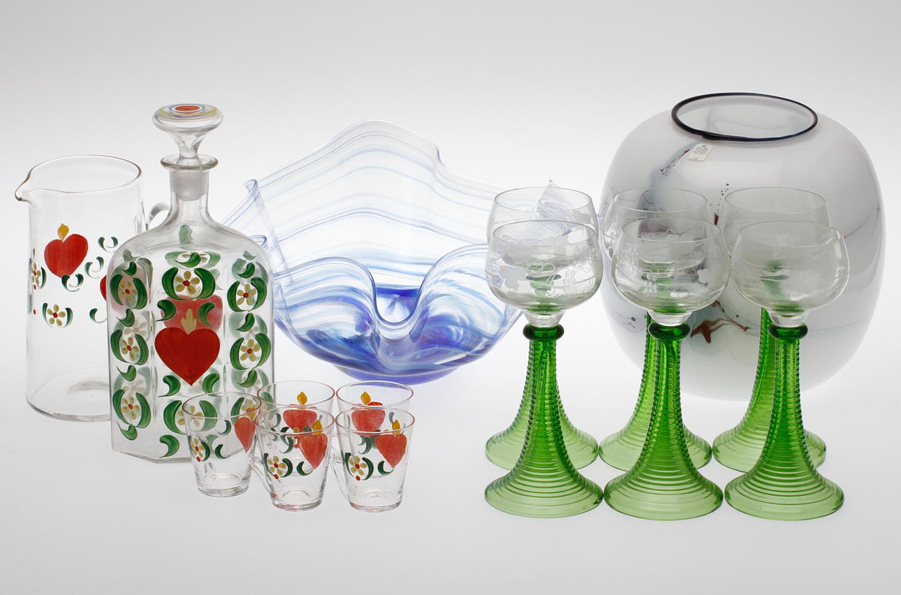 PARTI GLAS, 15 delar, bl.a. Holmegaard.