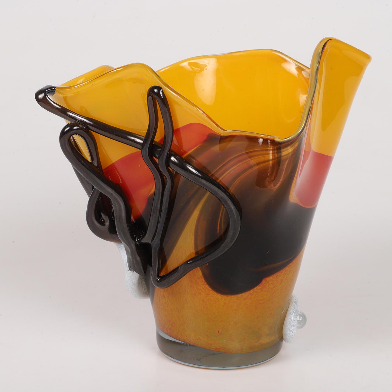 VASE, artificial glass, orange/brown tones.