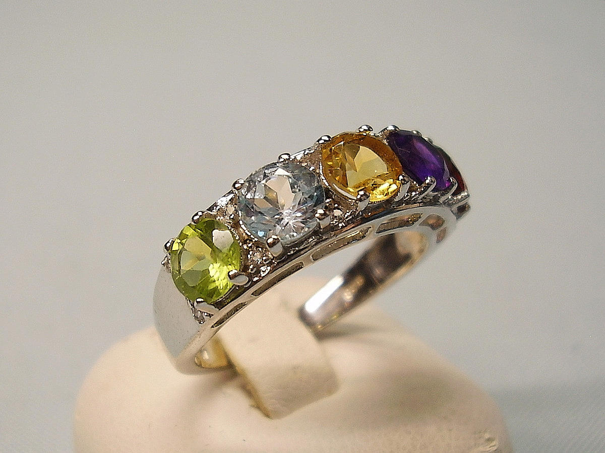 MULTICOLOR ÄDELSTEN RING SILVER 925.