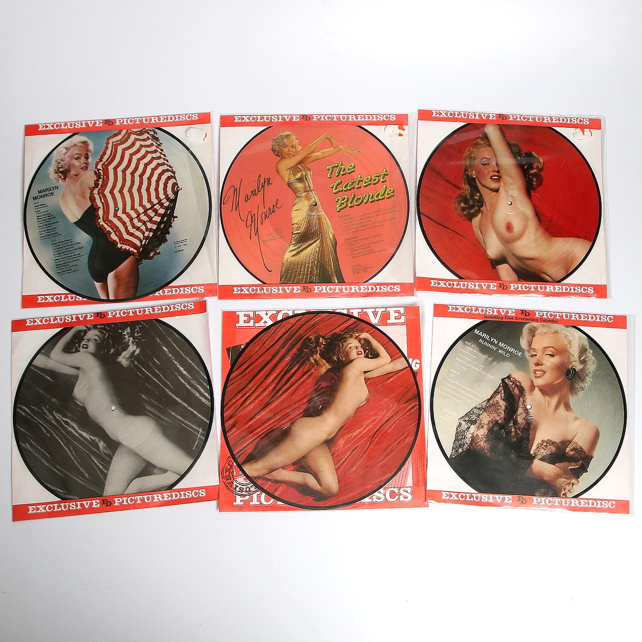 BILDSKIVOR, 6 st, Marilyn Monroe, Exclusive Picturedisc LP.