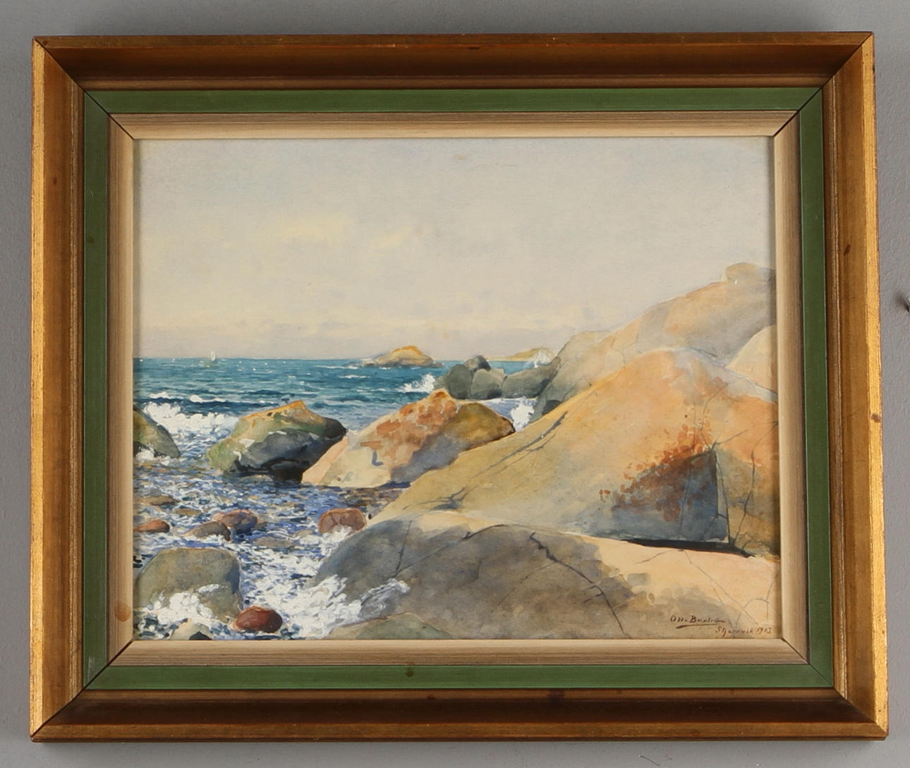 OTTO BOSTRÖM. kustlandskap med klippor, signerad och daterad Stjärnvik 1903.