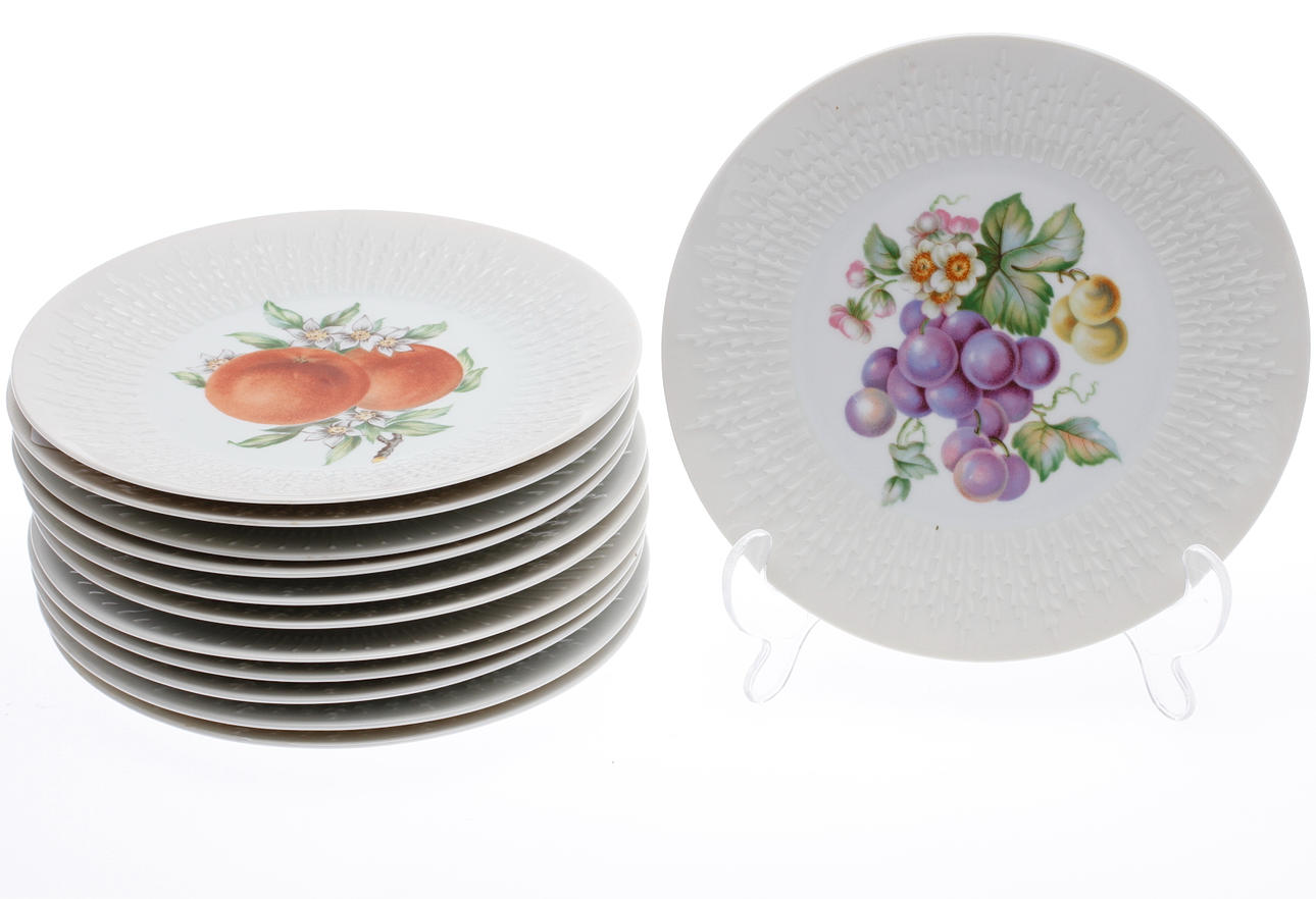 FRUKTASSIETTER, 12 st, porslin, "Exzellenz" Hutschenreuther, Tyskland, 1900-talets mitt.