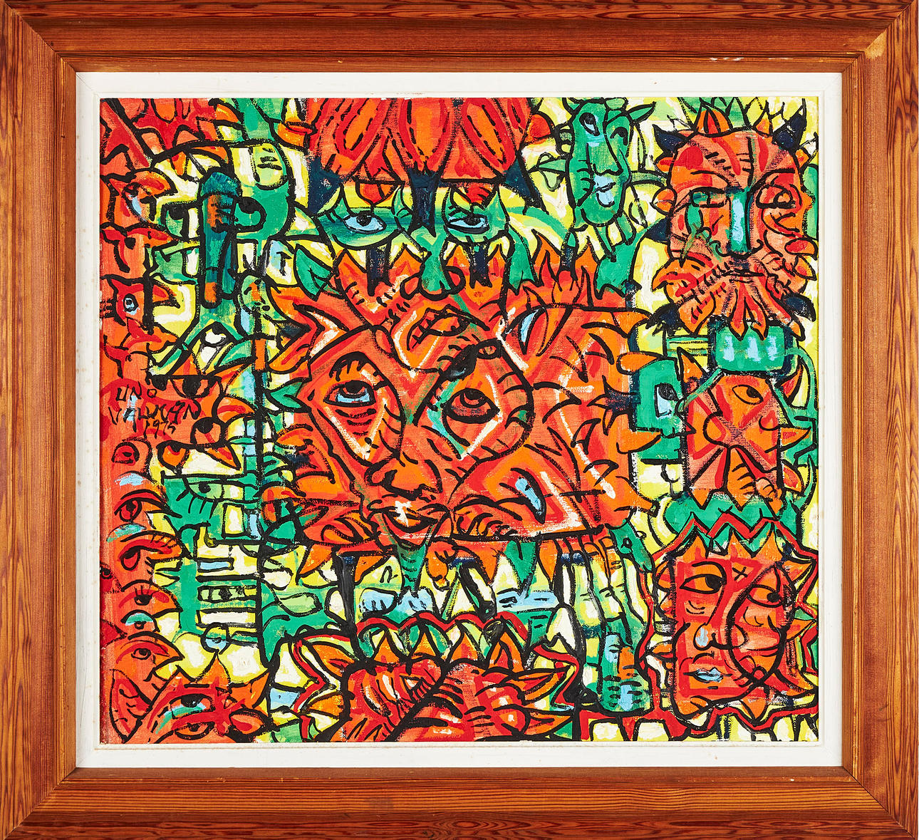 UNO VALLMAN. Composition, oil on canvas, signed and dated 1975.