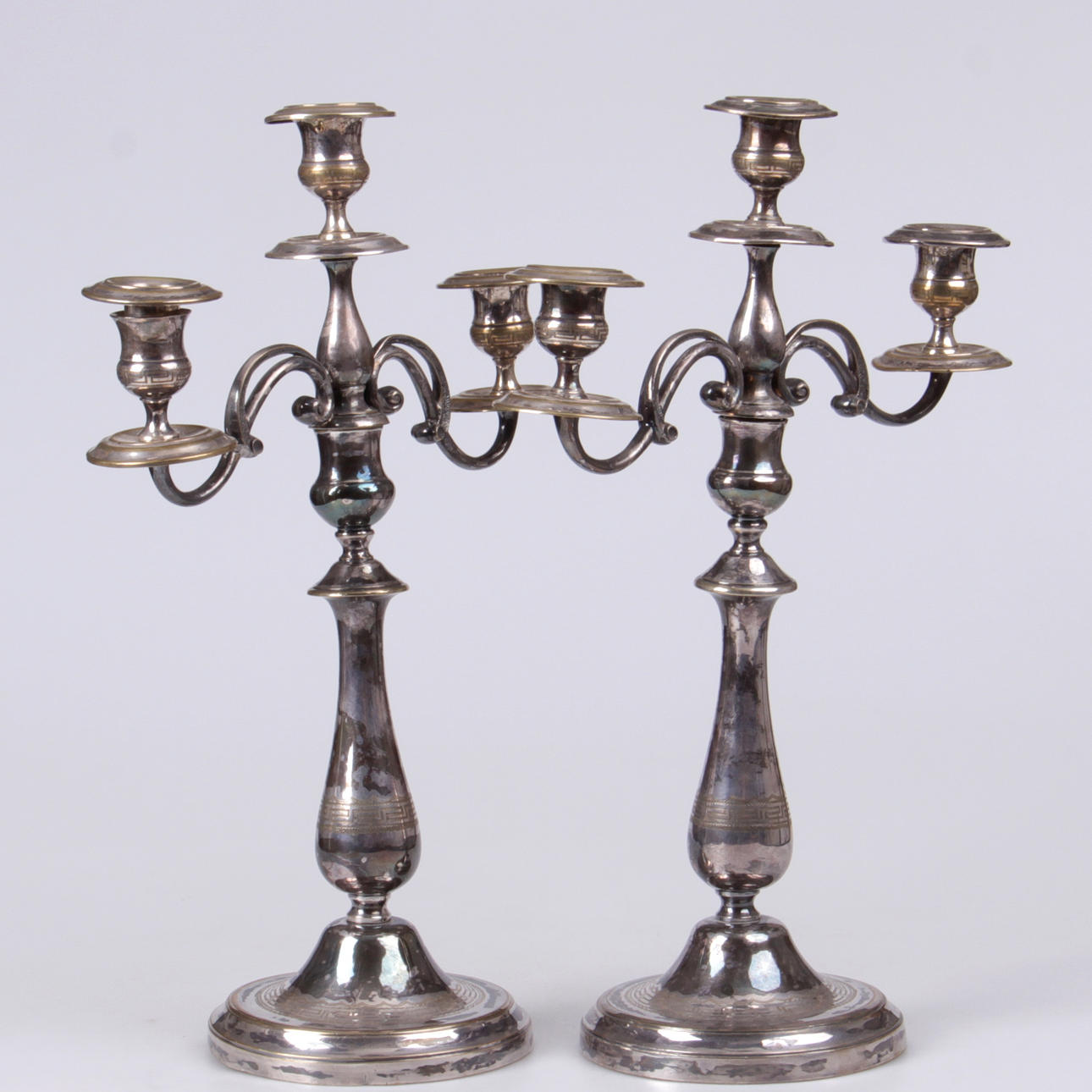 KANDELABRAR,ett par, nysilver, A G Dufva, Stockholm.