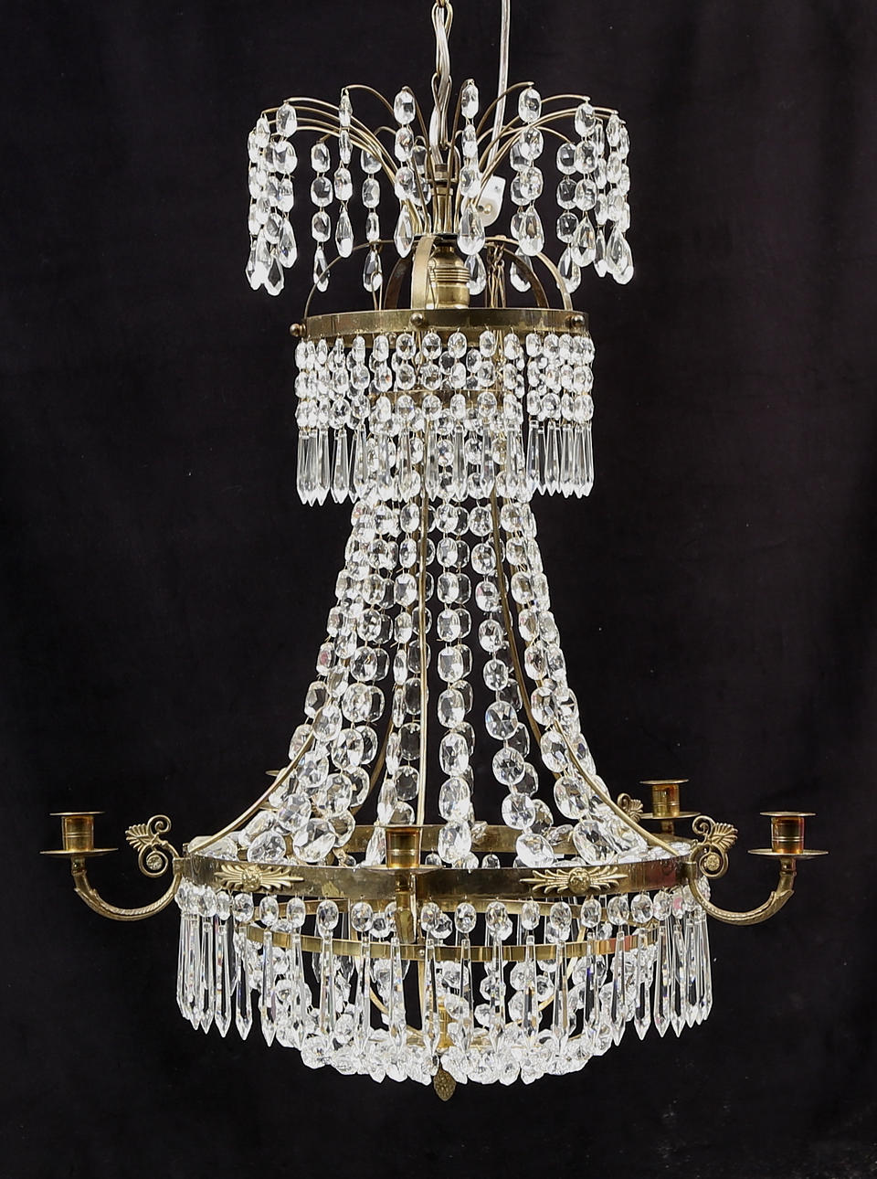 LJUSKRONA, 5 ljusarmar, Gustaviansk-stil, 1800/1900-tal.Total höjd ca. 85 cm.