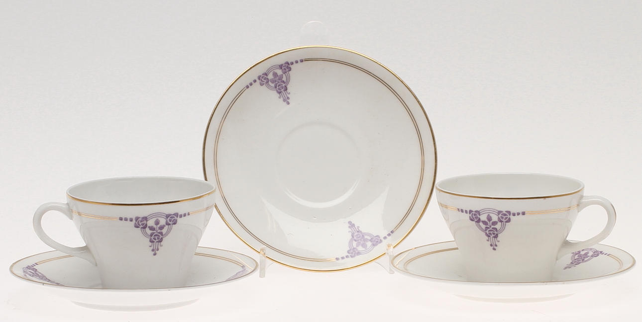 KAFFEKOPPAR 10 st med FAT 11 st, jugend, Rörstrand.