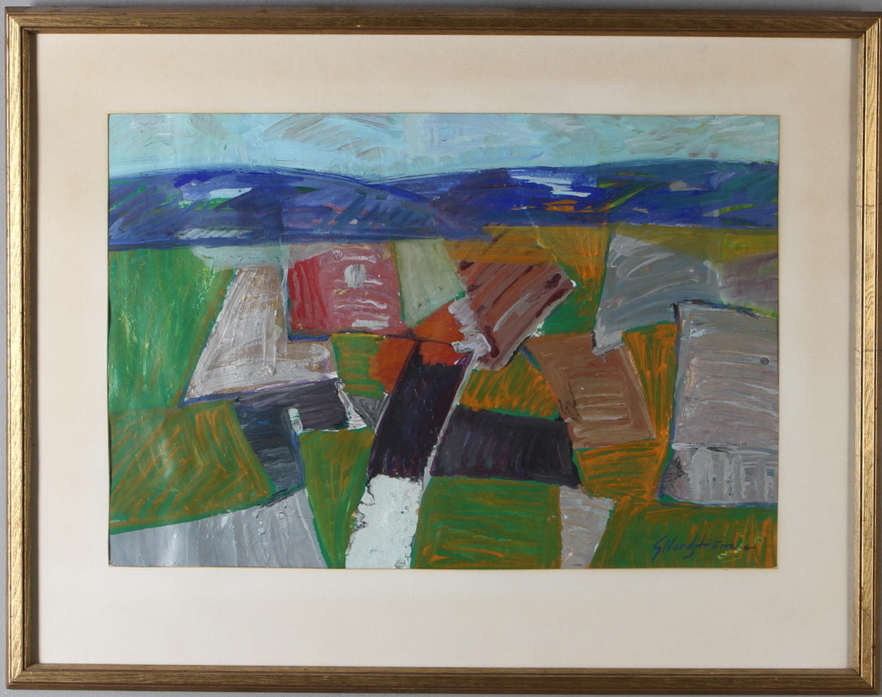 GUNNAR NORDSTRÖM. Landskapsmotiv, olja/blandteknik på papp, signerad.