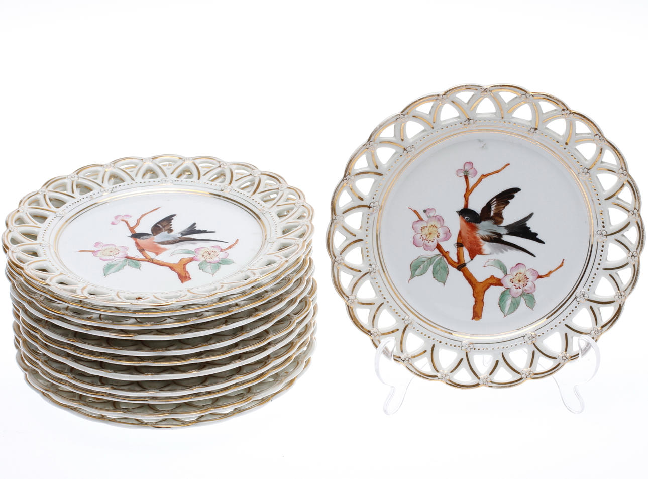 FRUKTASSIETTER, 12 st, porslin, 1900-talets första hälft.