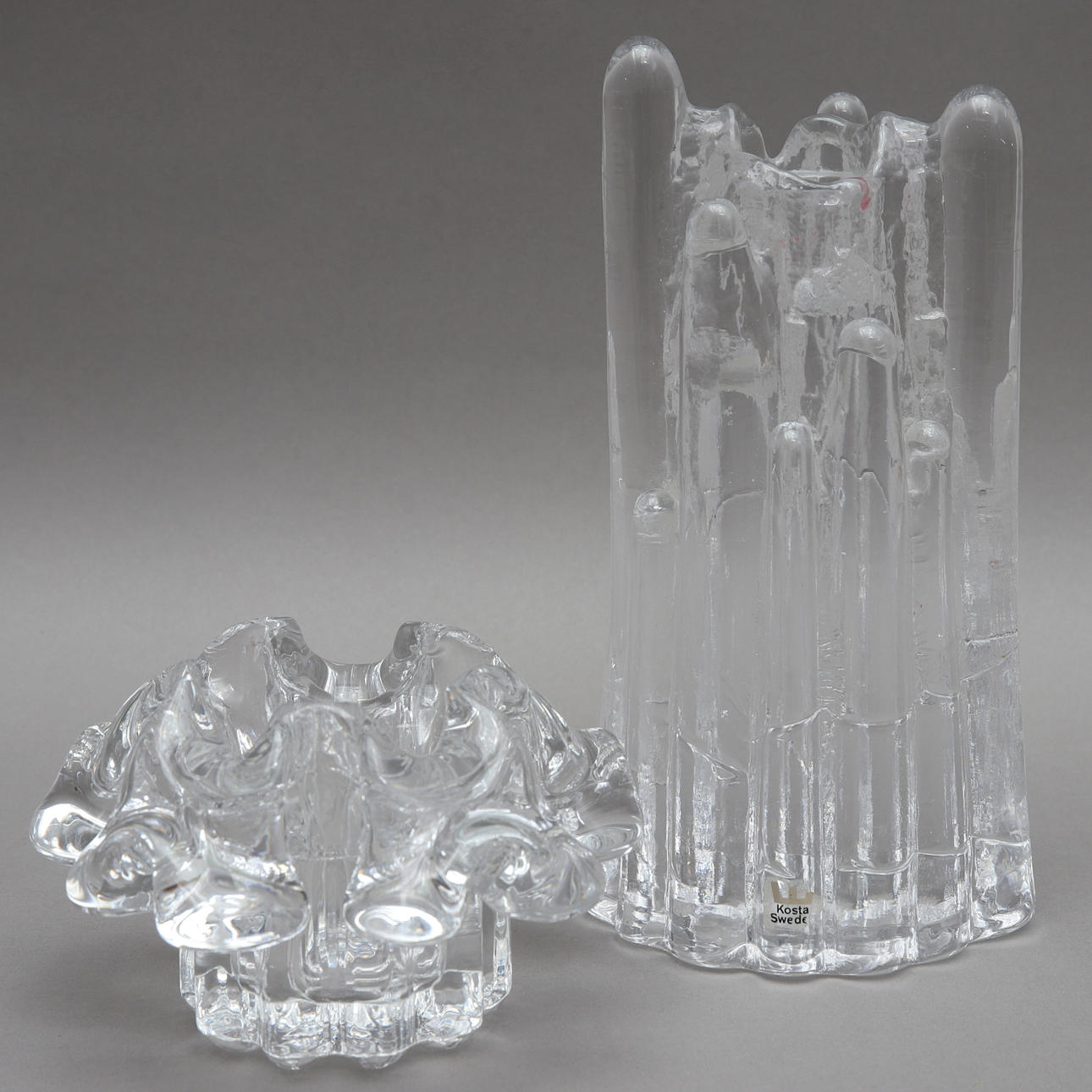 KERZENSTÄNDER, 2 Stück, Glas, Kosta Boda.