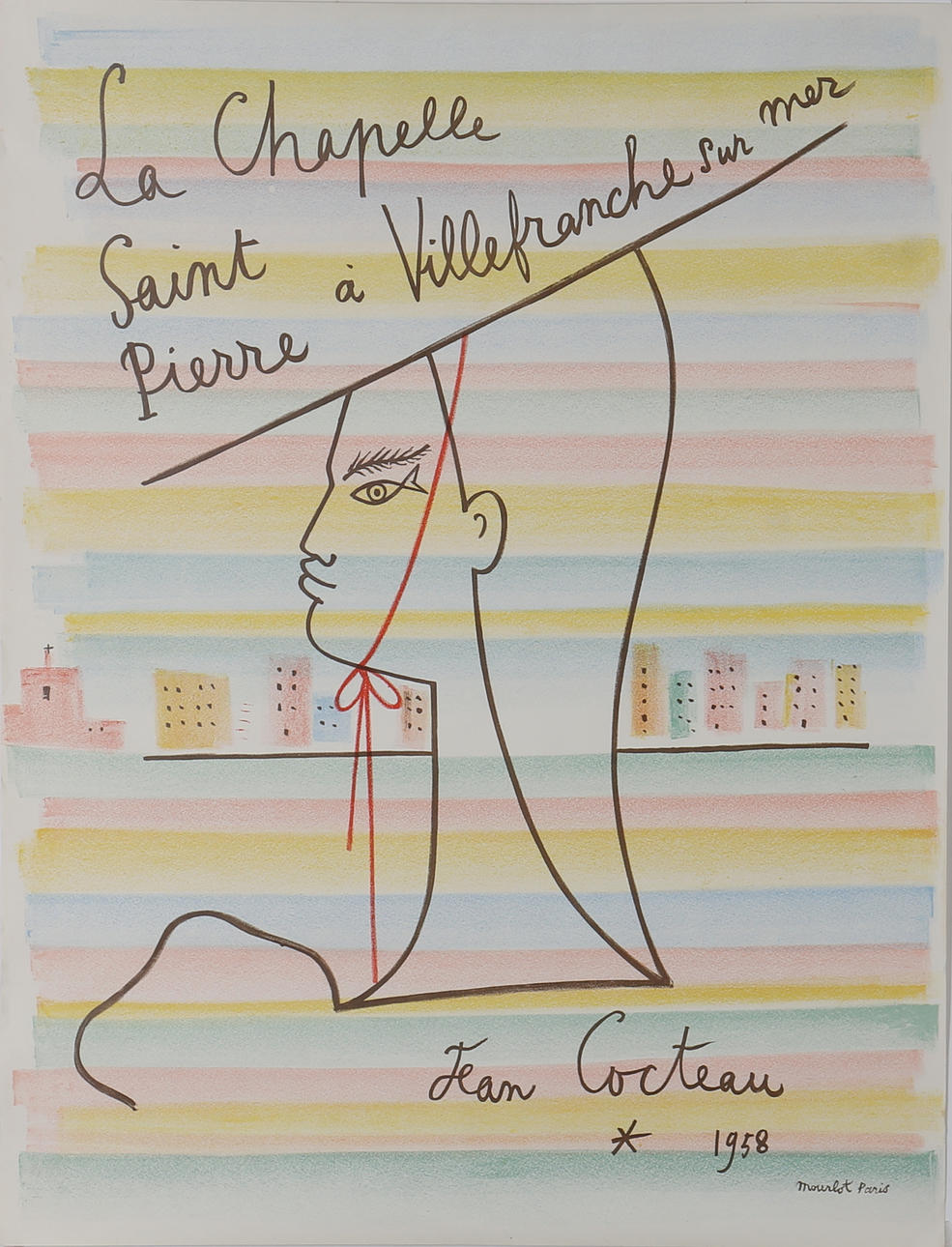 PLANSCH. Färglitografi. Jean Cocteau. 1958. Chapel St. Pierre á Villefranche sur Mer.