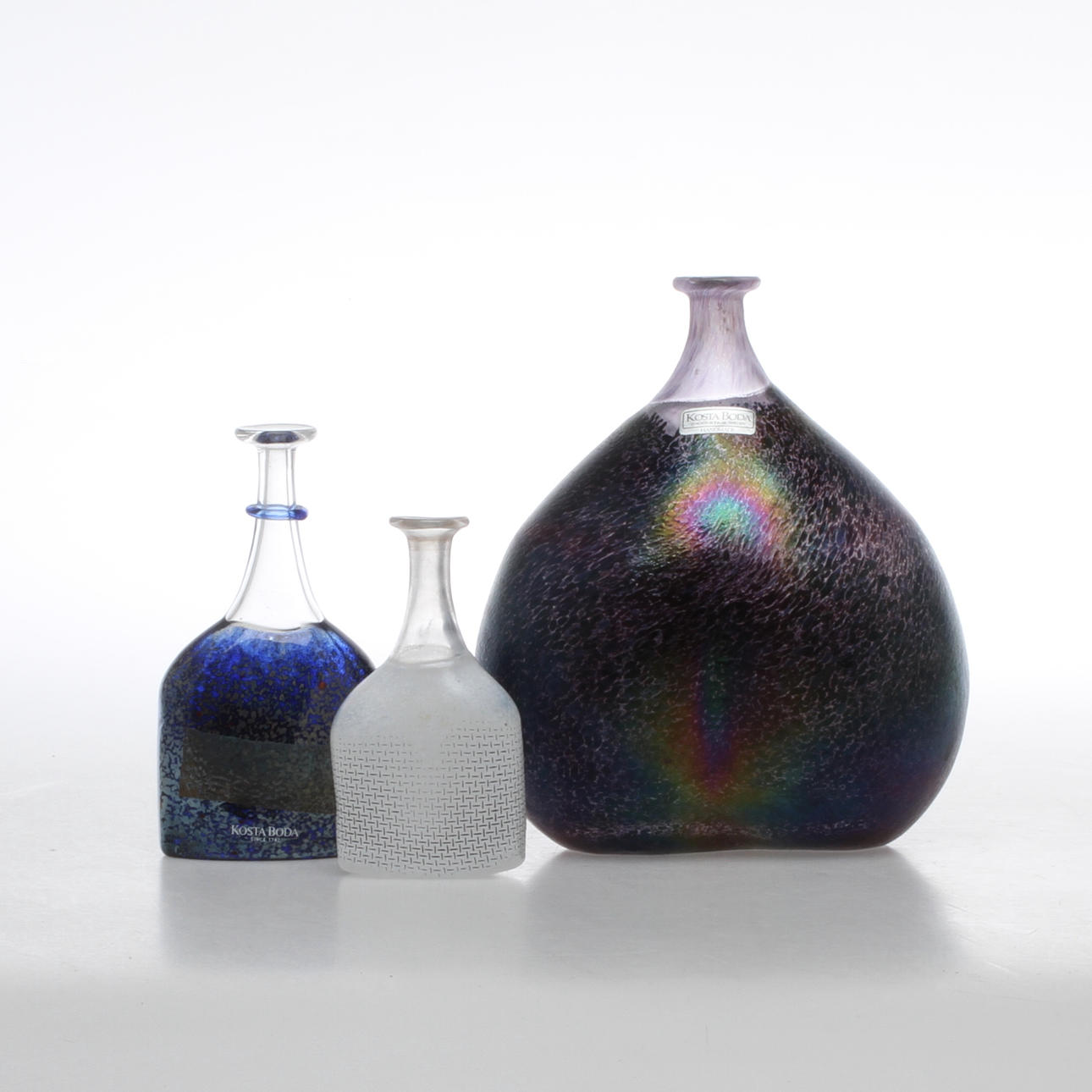 KONSTGLAS, 3 delar, Bertil Vallien, Artist Collection, Kosta Boda, signerade.
