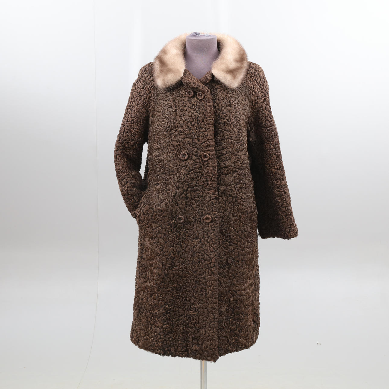 PÄLS, persian, pälskrage, stl 40/42, brun.