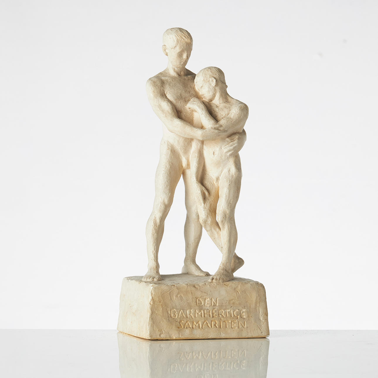 CARL ELDH. ''The Good Samaritan'', signed, plaster.