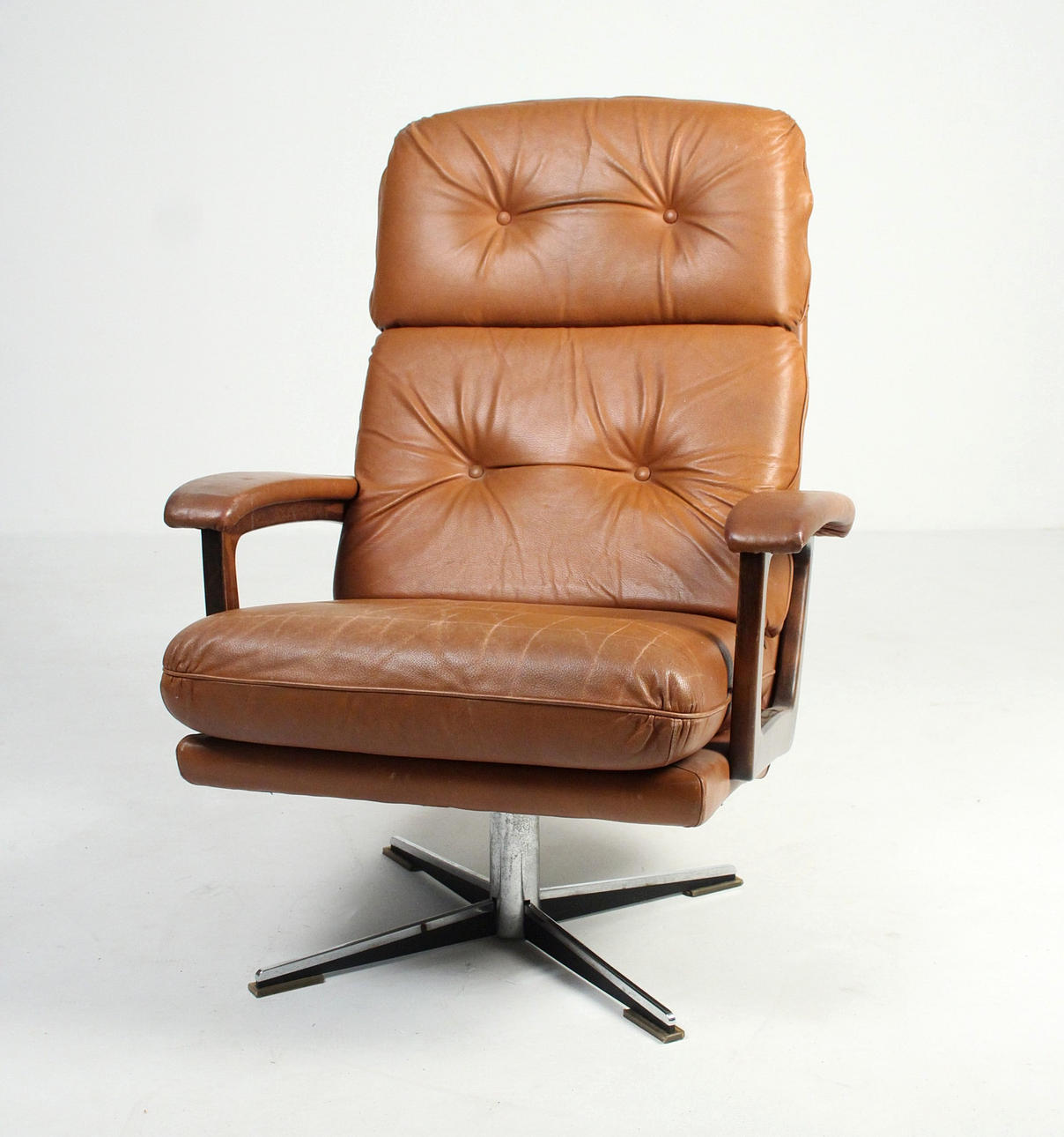 Lounge stol - läder & teak.