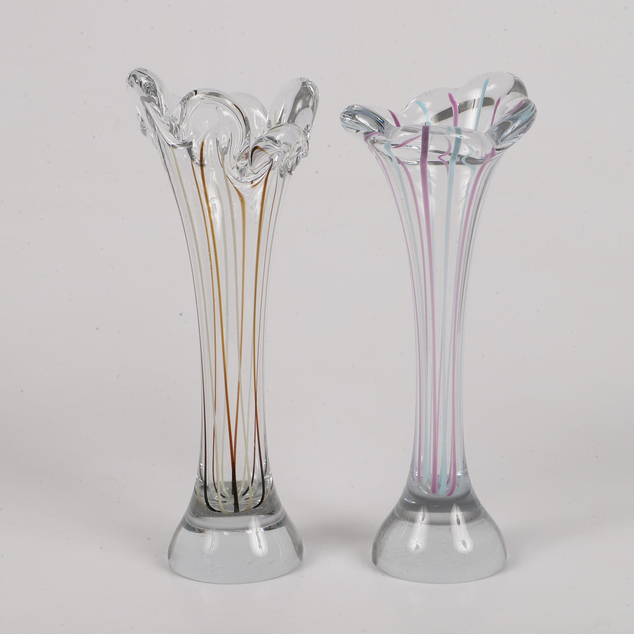 DOG BONE VASES, 2 pieces, frosted glass, 1900s.