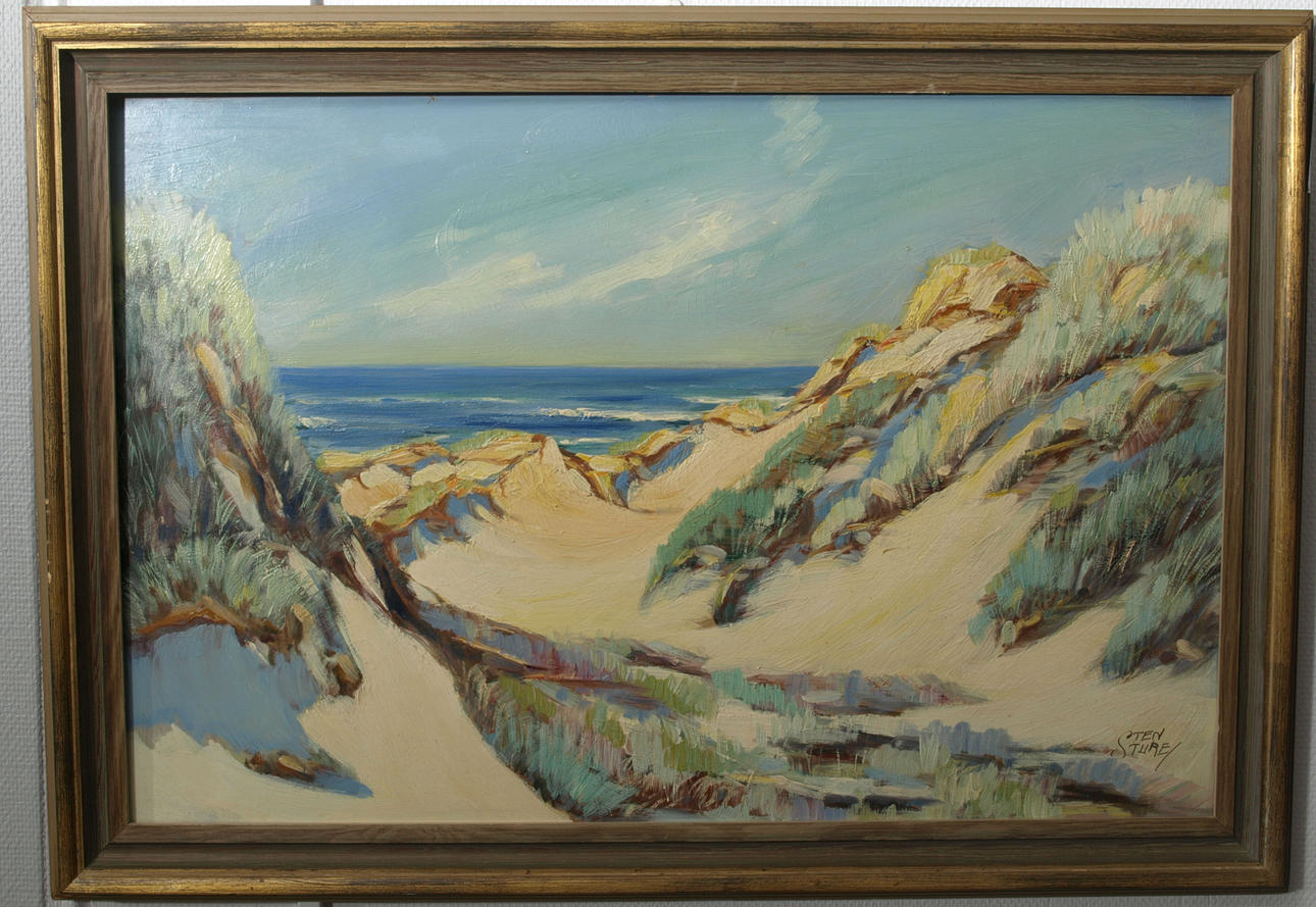 STEN STURE SANDGREN. Olja på pannå, Sanddynor, signerad Sten Sture.