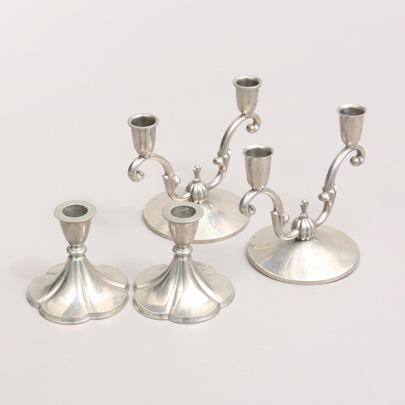 LJUSSTSAKAR, två par, tenn, bl.a Danmark.