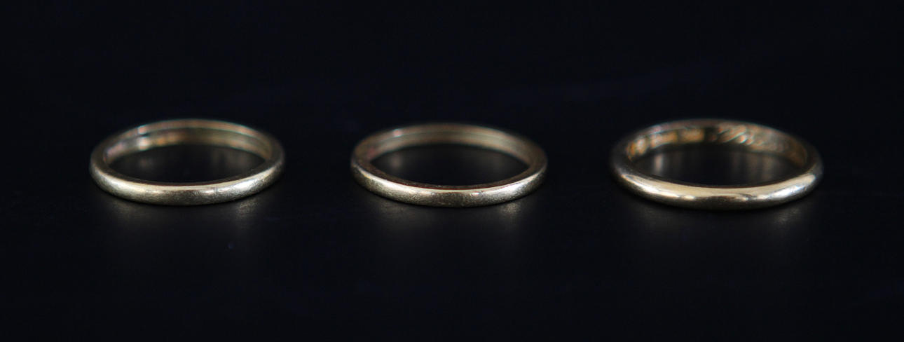 RINGAR, 3st 23k guld, ca 10,3 gram.