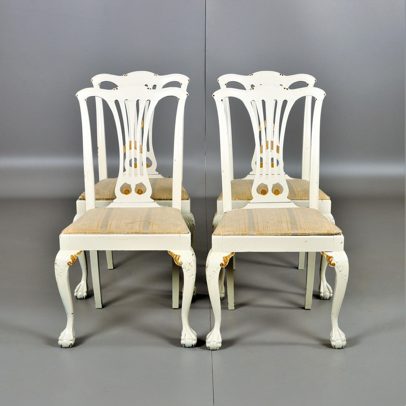 4 SILLAS, estilo Chippendale, años 20.