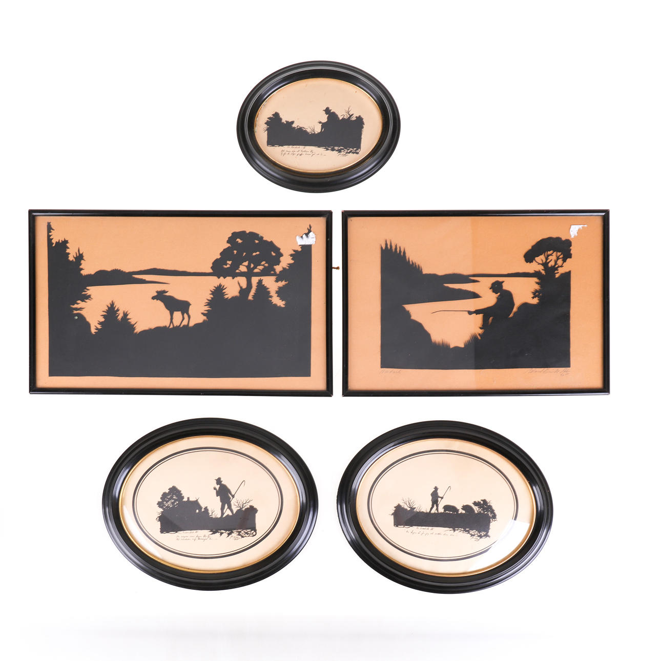 JOHAN LEKSELL. Scherenschnittbilder, 5 Stück.