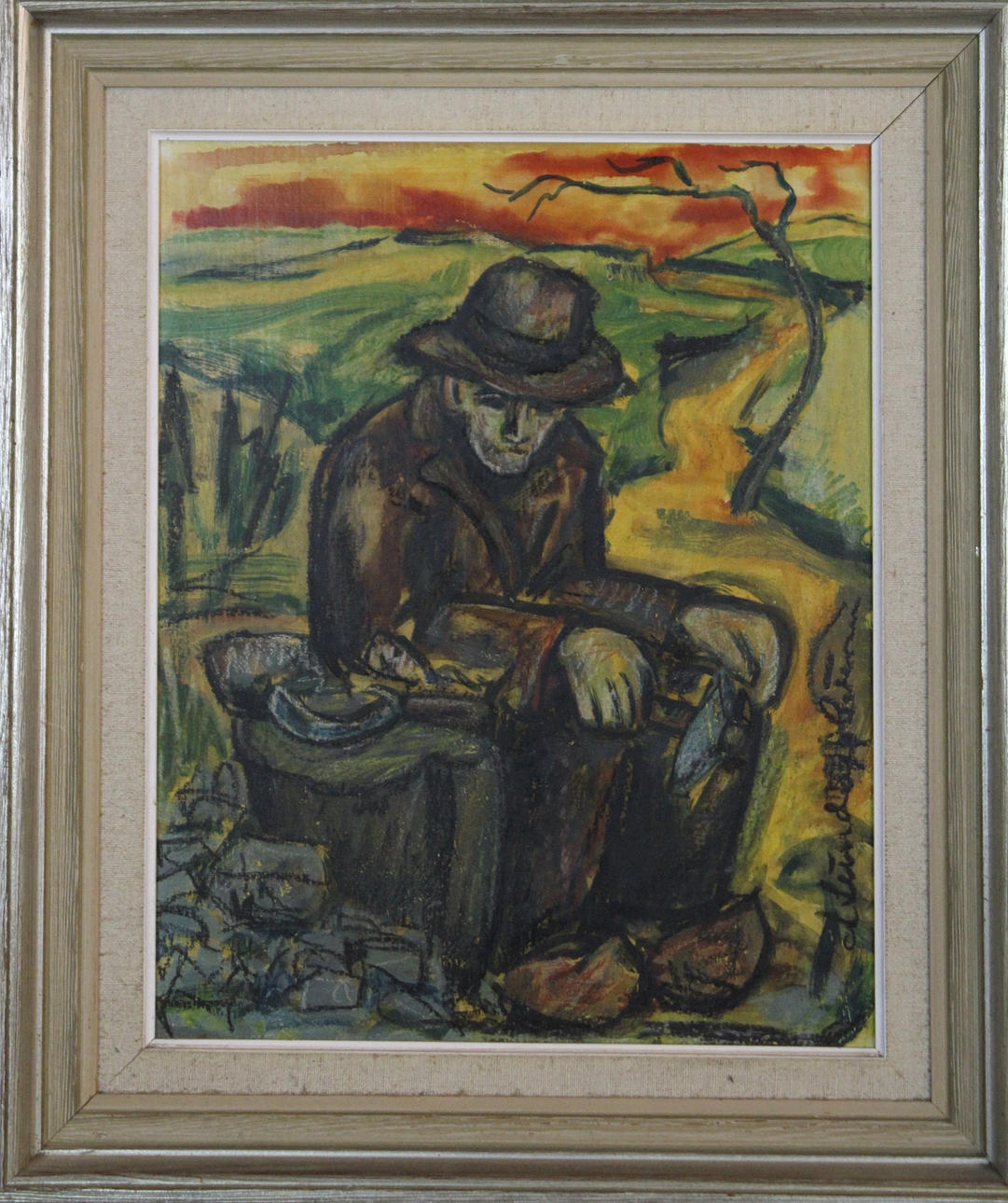 OIDENTIFIERAD KONSTNÄR. OIL on Board, signed.