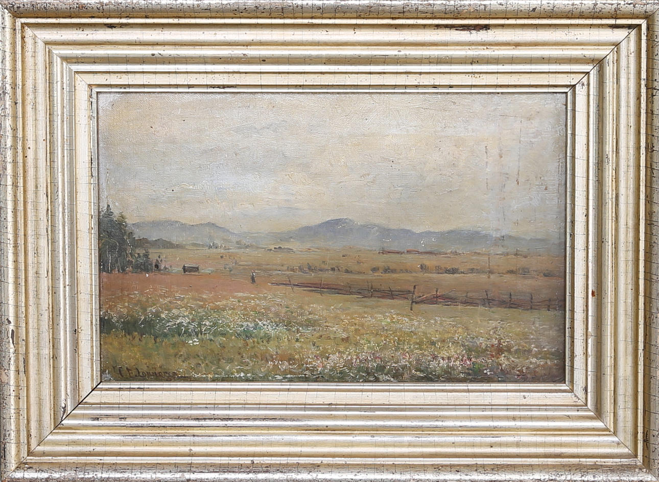 CARL EVALD LÖNNGREN. Landskapsmotiv från Värmland, olja på pannå, signerad.