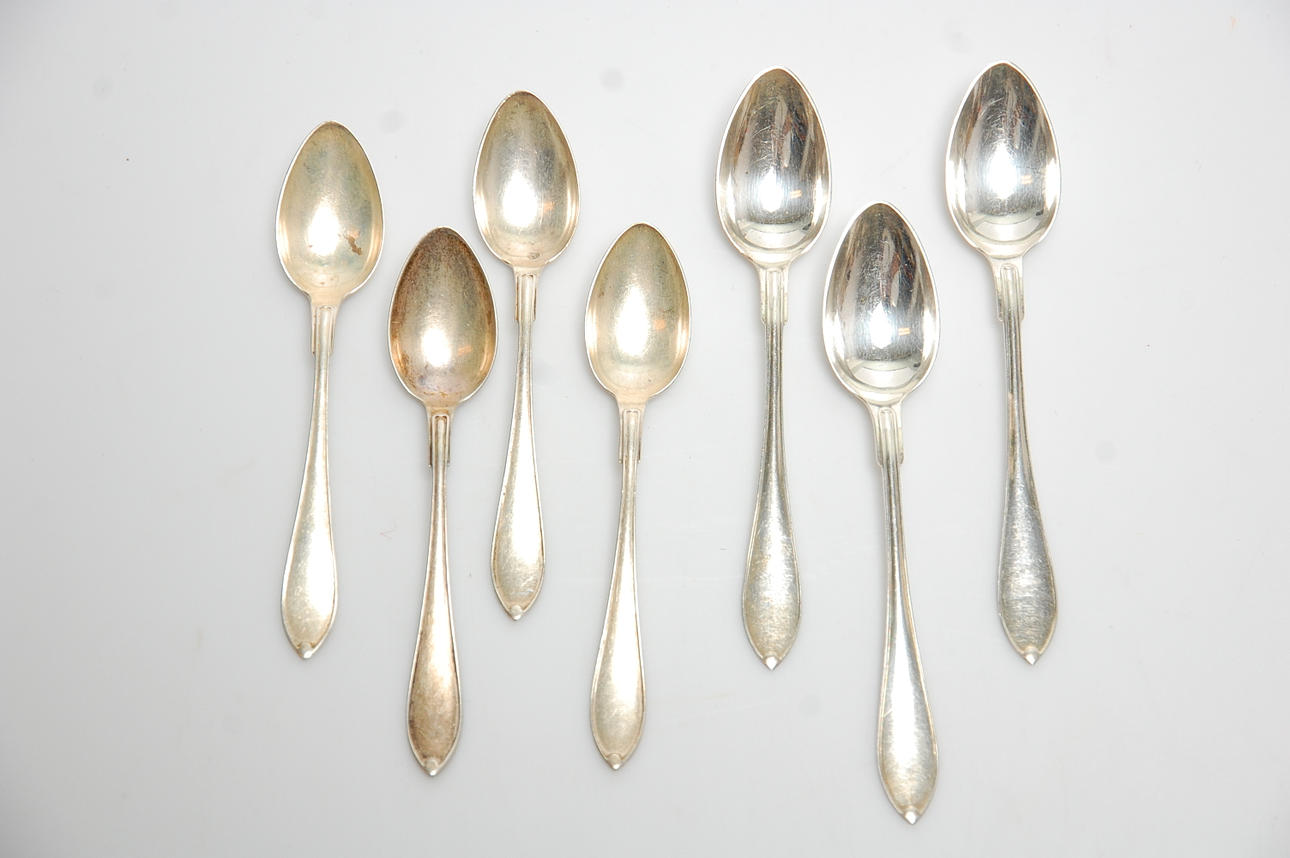 TESKEDAR, 7 st, silver, " Svenska modellen " vikt 98 g.