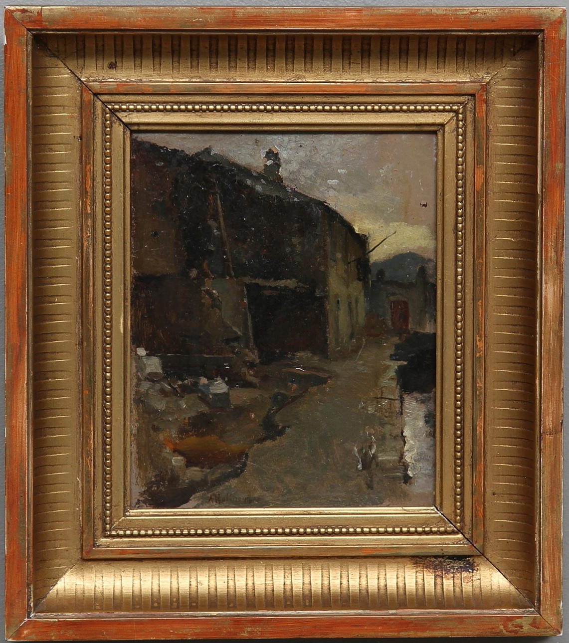 ALPHONS HOLLAENDER. Olja på pannå, signerad.