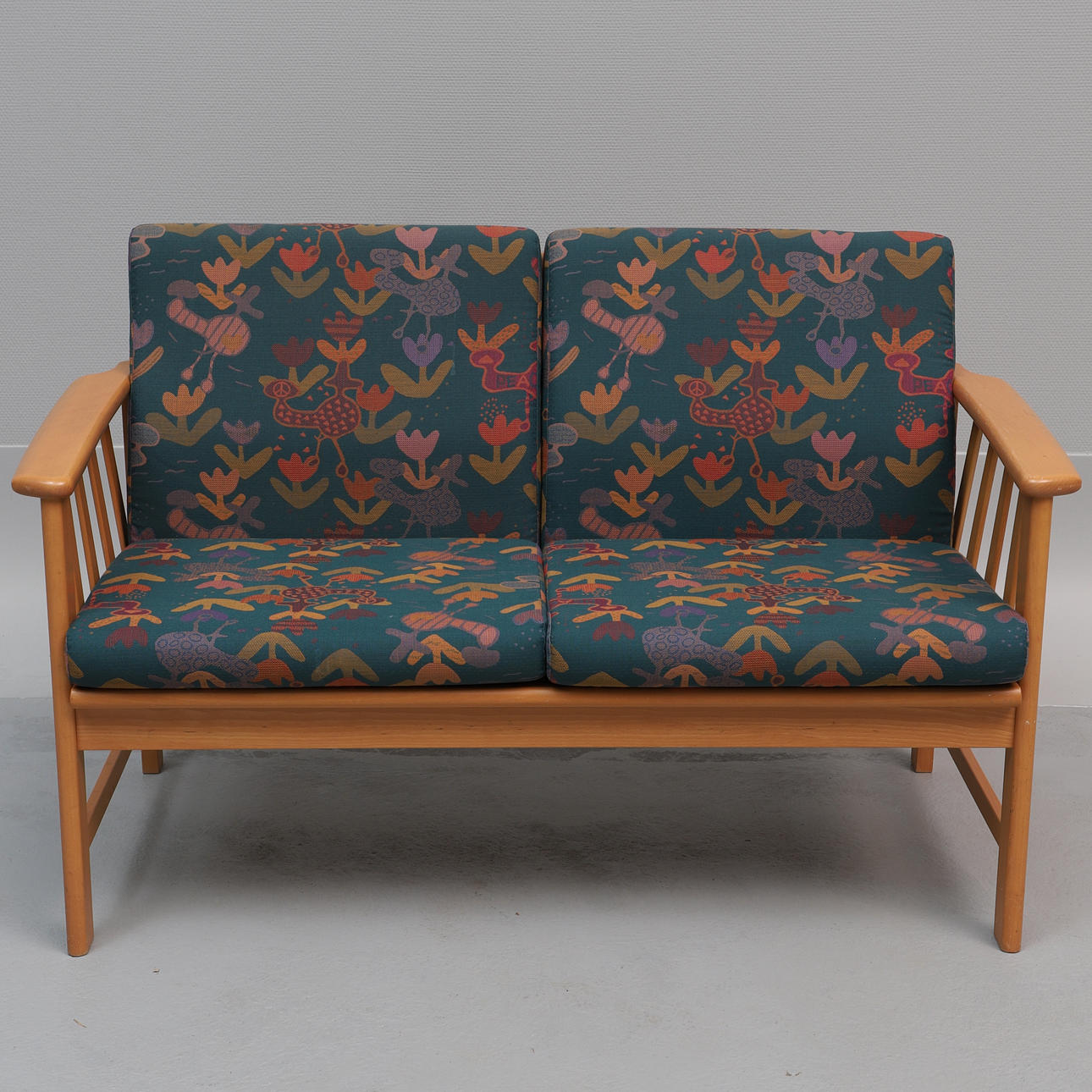 SOFA, 2-seater, wood, Skandi shape, 1980s.