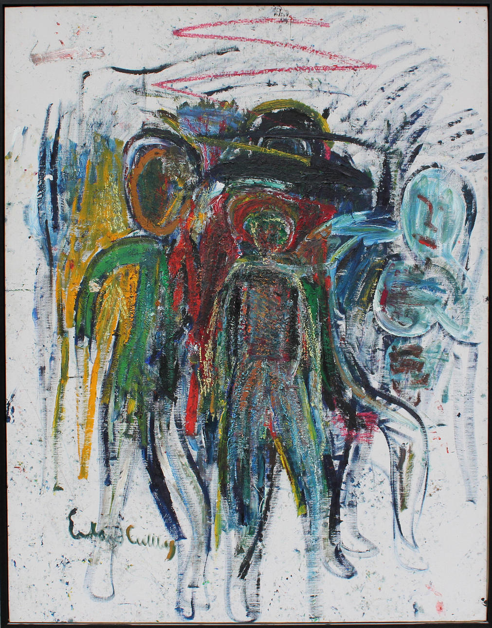 ERLAND CULLBERG. Människor i landskap. Olja på duk. Signerad Erland Cullberg.