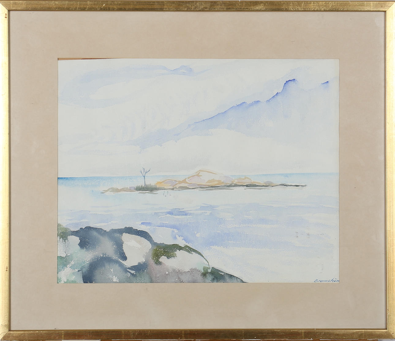 ELISABETH BRUNNSTRÖM. Akvarell "Havsband" Grisslehamn. Signerad Brunnström.