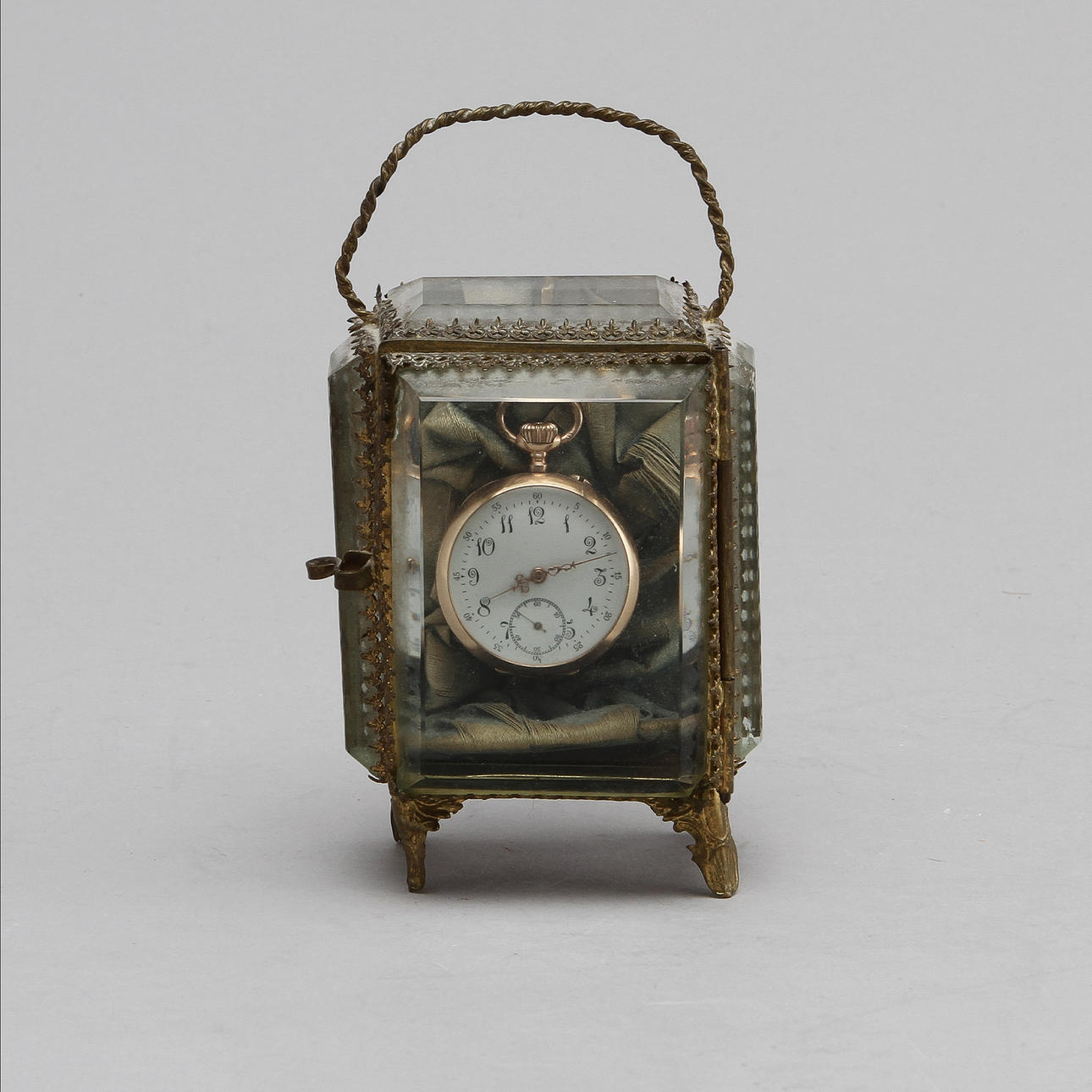 FICKUR, 14k guld samt fickursställ.