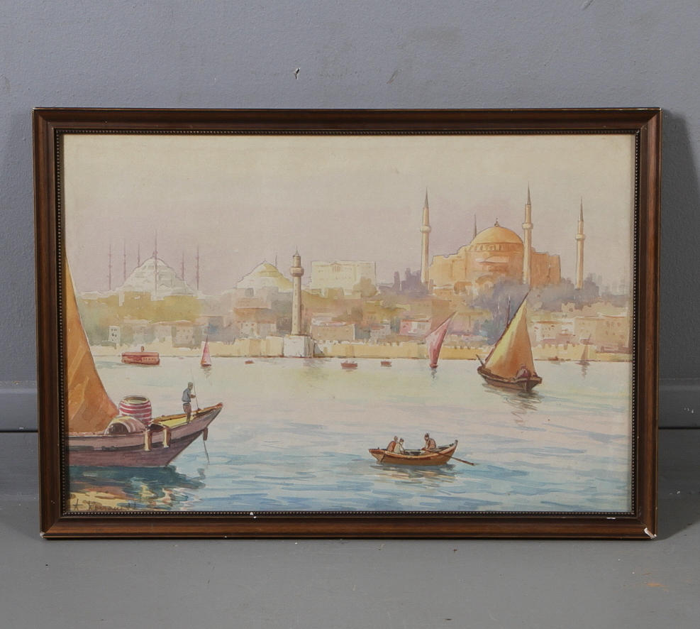 OIDENTIFIERAD KONSTNÄR. Istanbul, akvarell, signerad, 1900-tal.